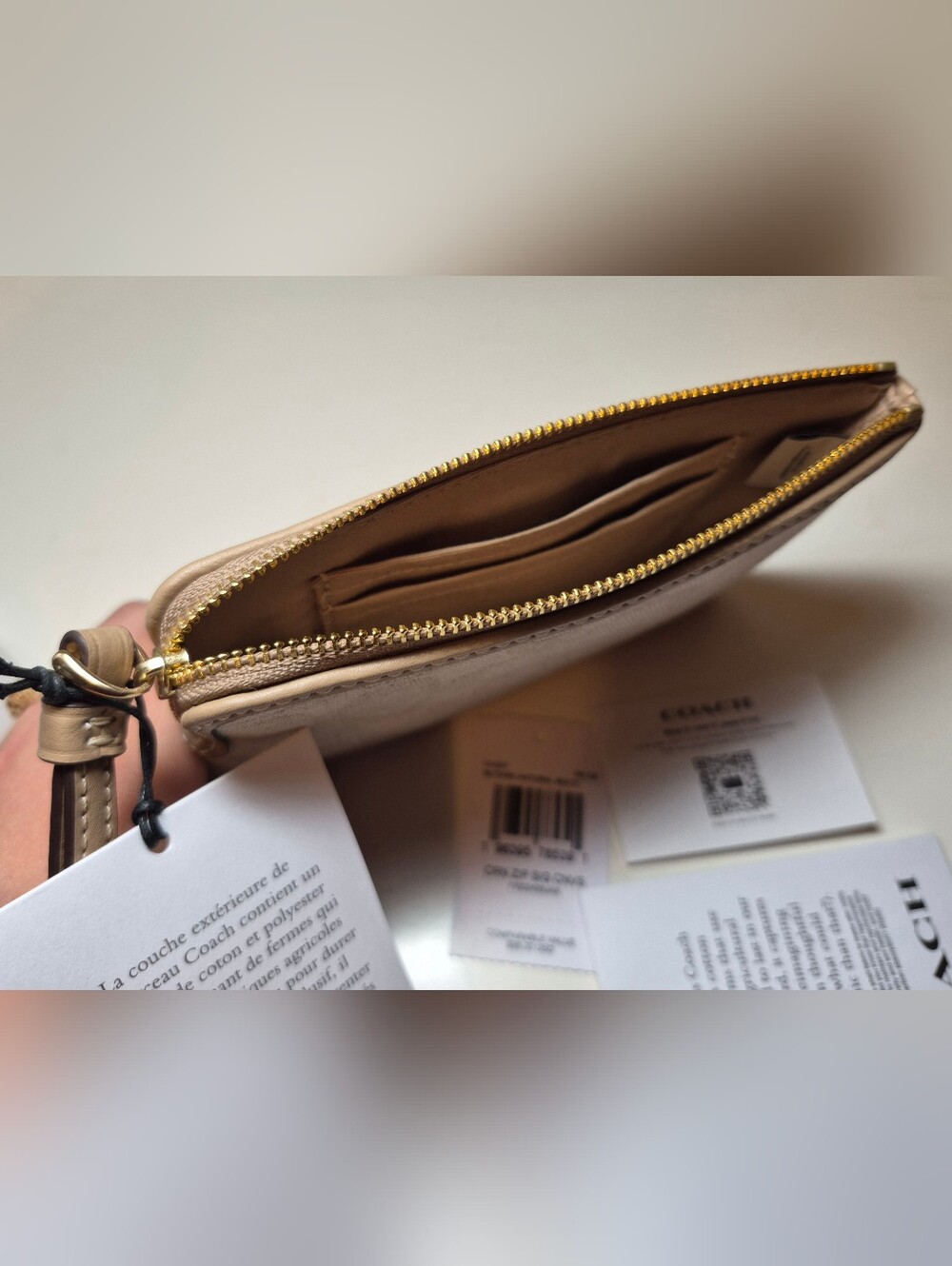 COACH Natural Canvas Zip Wristlet - Neutral Beige - Picture 7 of 7